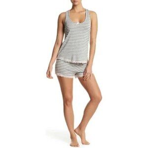 Honeydew NWT Gray Stripe Summer Pajama Set Tank Shorts Stretch Lace Trim